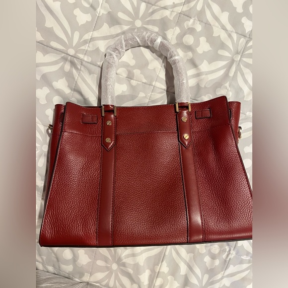 NEW MICHAEL KORS NOVEAU HAMILTON SATCHEL LEATHER BRANDY WINE LIMITED EDITION - Picture 3 of 8